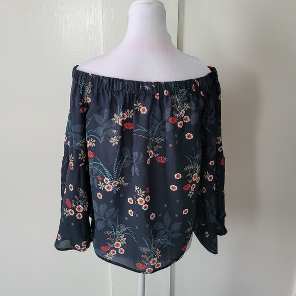 Japna Size M Floral Off The Shoulder Bell Sleeve Blouse Boho Bohemian Cottage - Picture 3 of 8